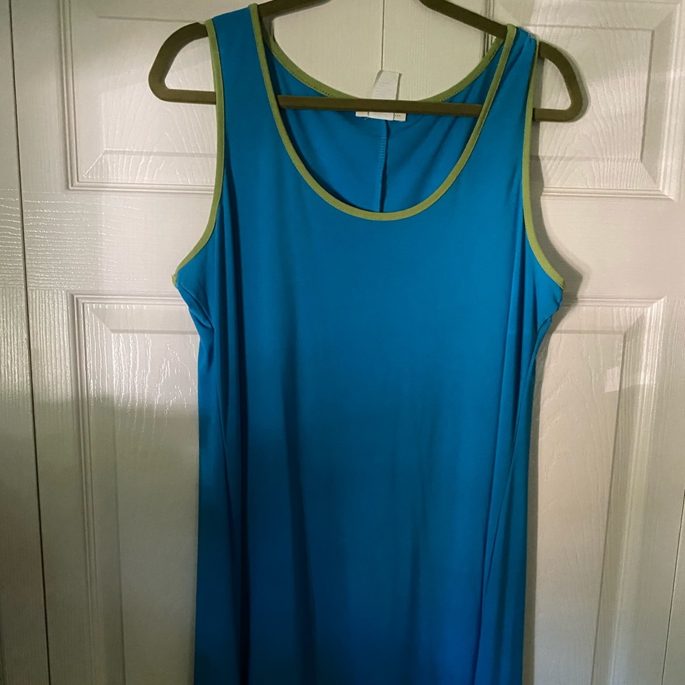 Turquoise and green sleeveless dress